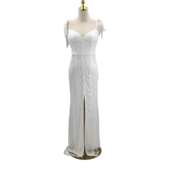 LULU'S S White Romantically Entwined Lace Backless Mermaid Maxi Dress NEW 0B16 - Picture 3 of 11